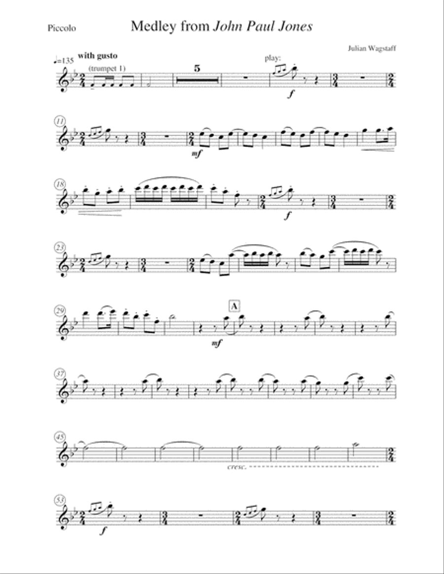 John Paul Jones - Orchestral Medley (for orchestra). Complete instrumental parts. Full Orchestra scores gallery preview page 5