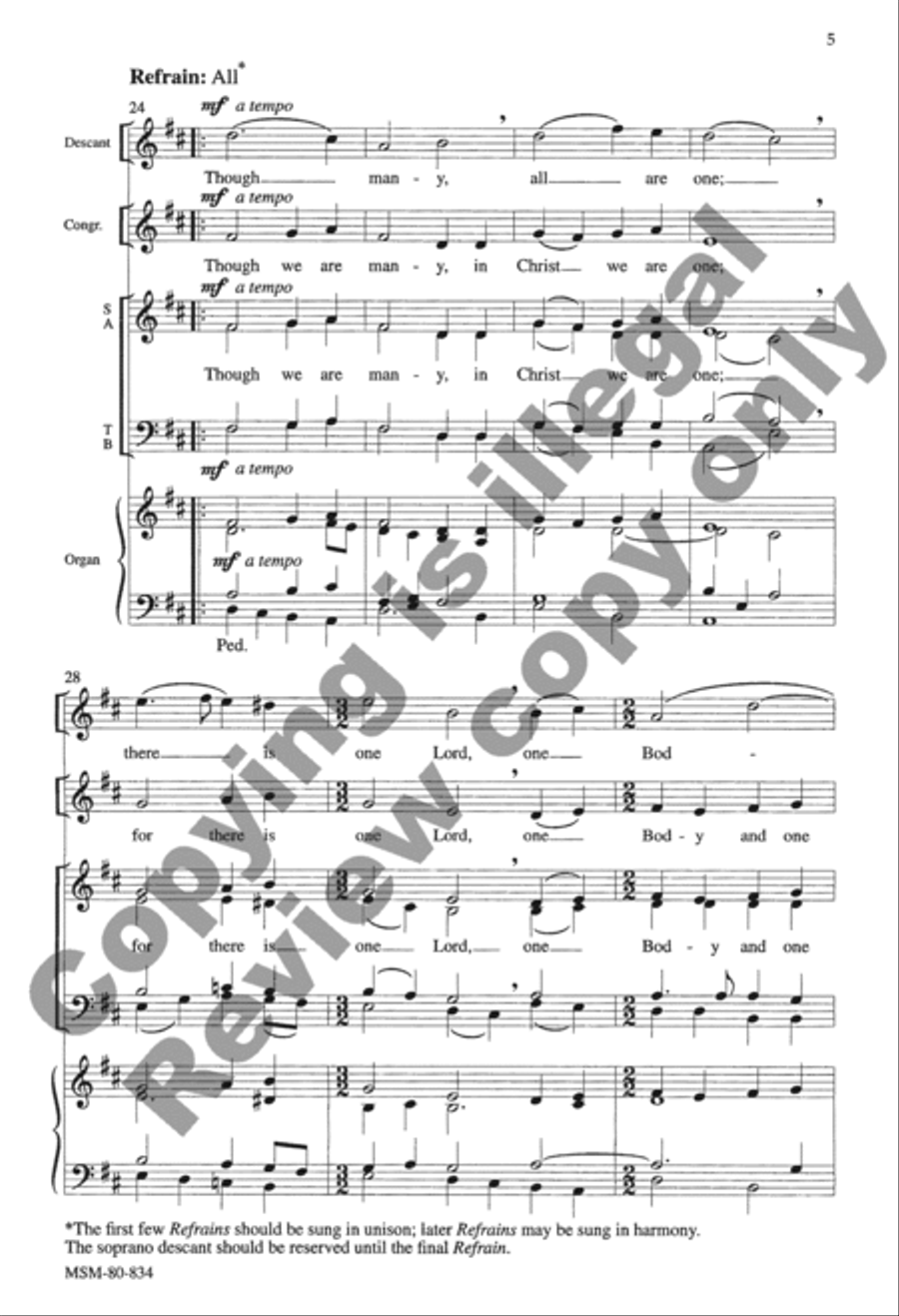 Though We Are Many, In Christ We Are One 4-Part scores gallery preview page 5