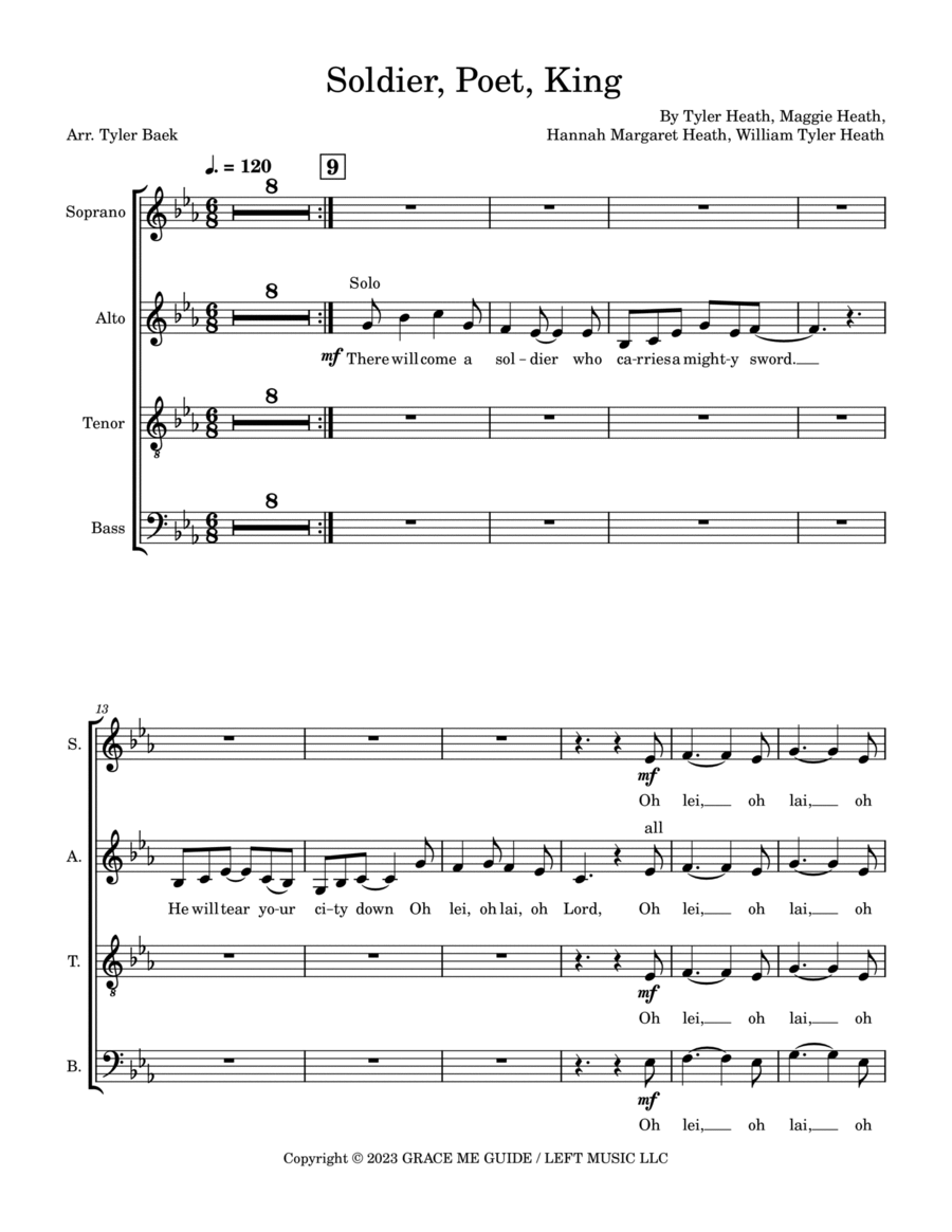 Soldier Poet King 4-Part scores gallery preview page 1