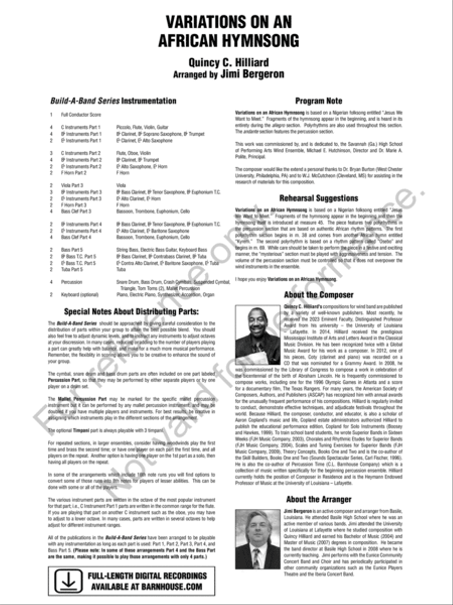 Variations On An African Hymnsong Concert Band scores gallery preview page 3