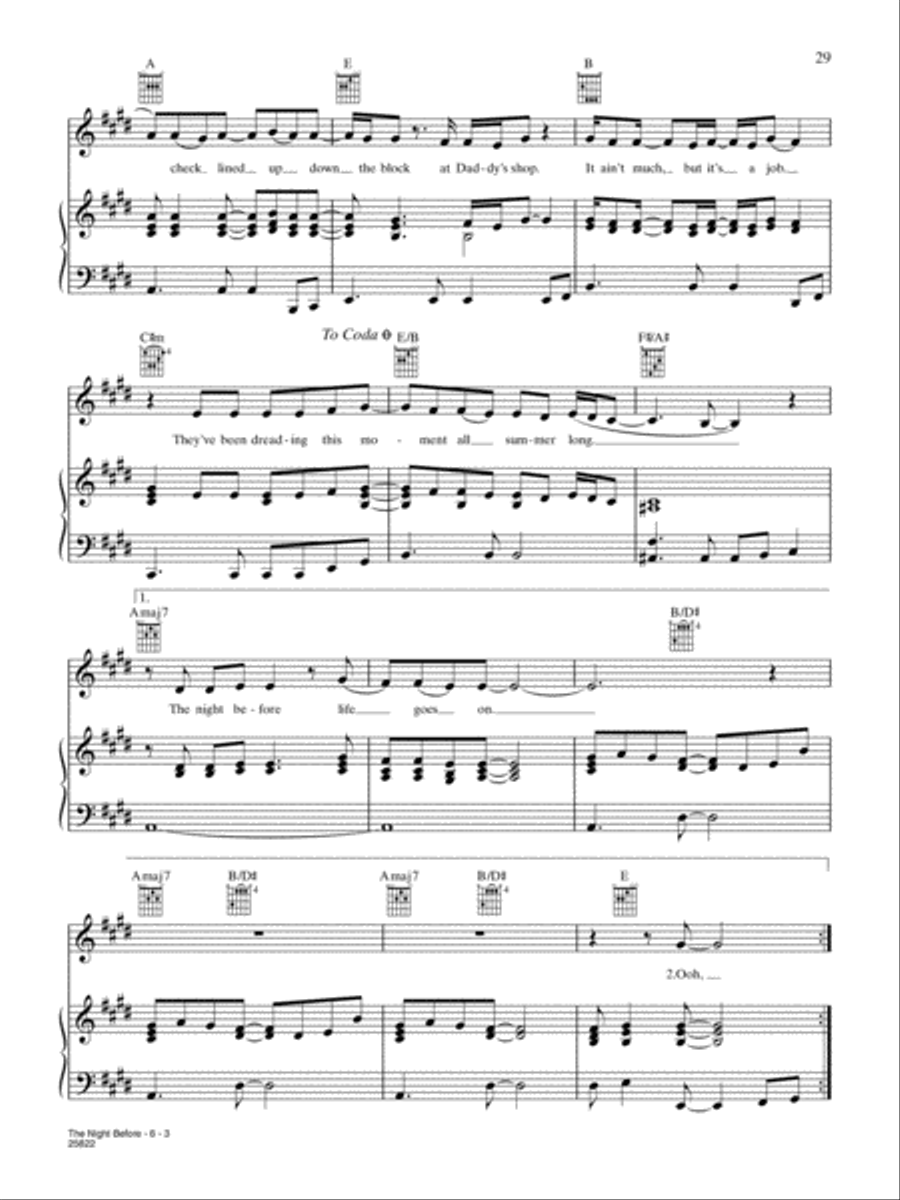 The Night Before (Life Goes On) Piano, Vocal, Guitar scores gallery preview page 3