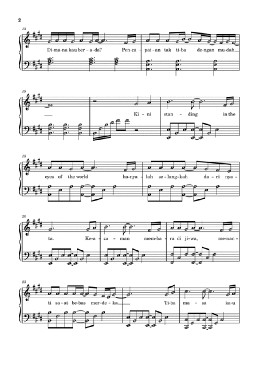 Standing in the Eyes of the World Piano Solo scores gallery preview page 2