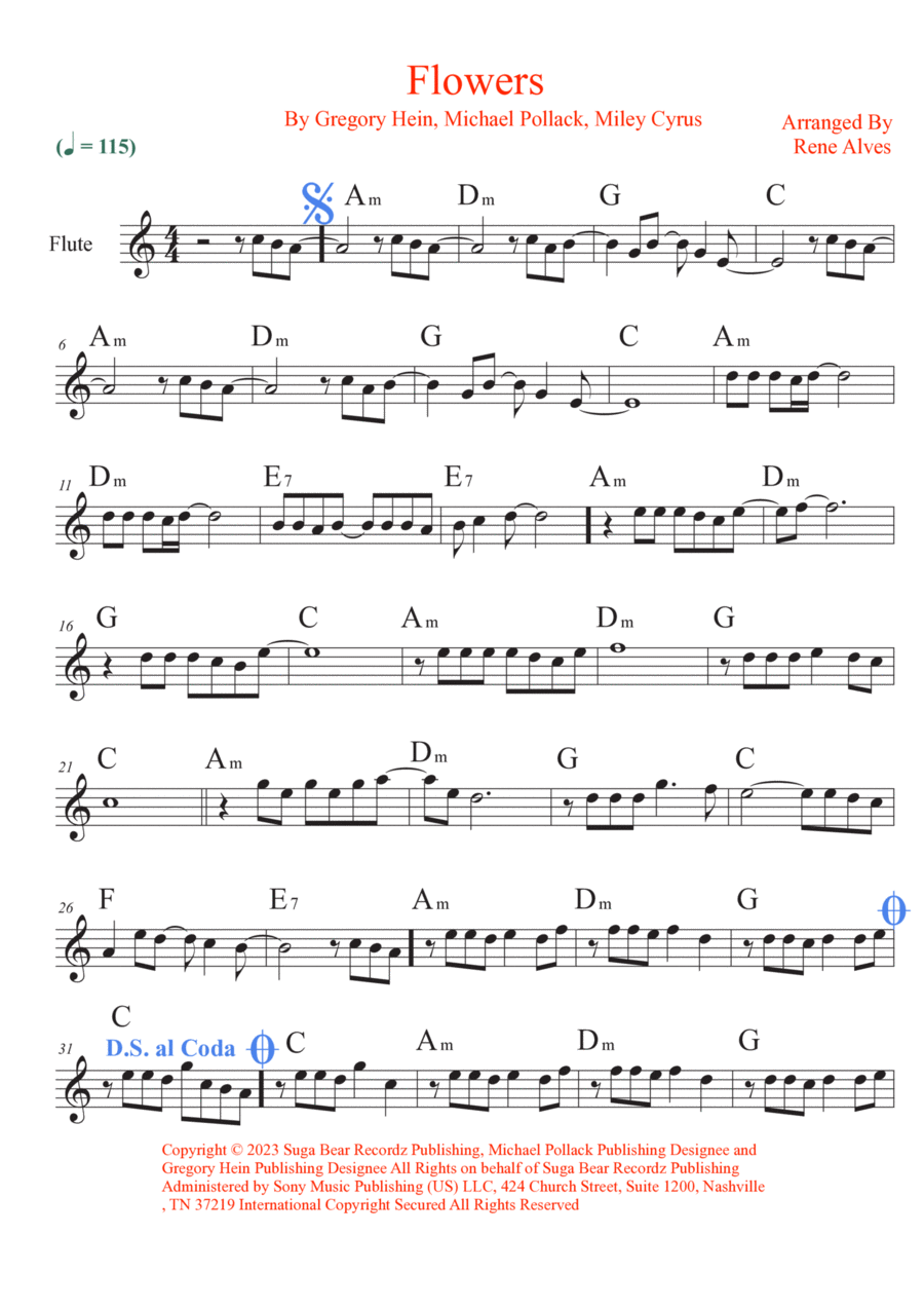 Flowers Flute Solo scores gallery preview page 1