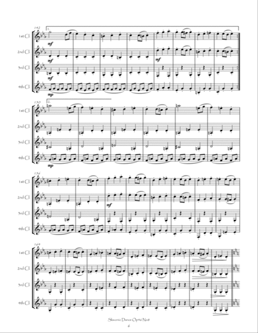 Slavonic Dance Op46 No8 for Clarinet Quartet Clarinet Quartet scores gallery preview page 6