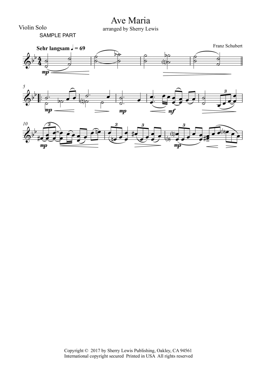 Ave Maria - Schubert- SOLO VIOLIN (for violin solo)) Violin Solo scores gallery preview page 1