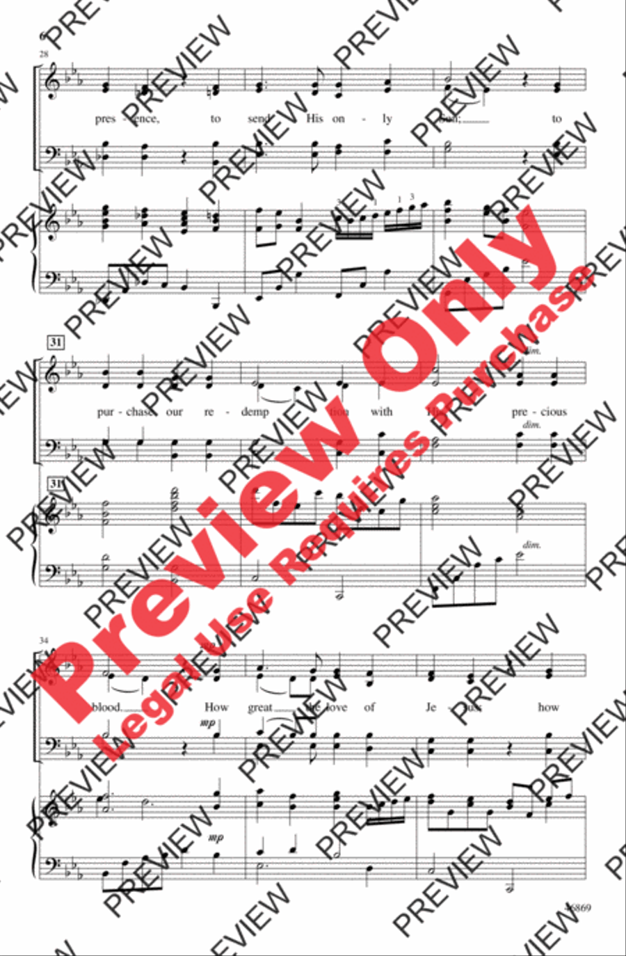 How Great the Love of Jesus 4-Part scores gallery preview page 6
