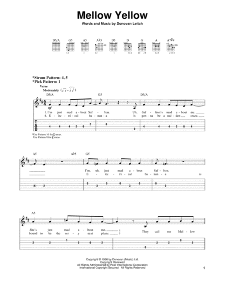 Mellow Yellow Acoustic Guitar scores gallery preview page 1