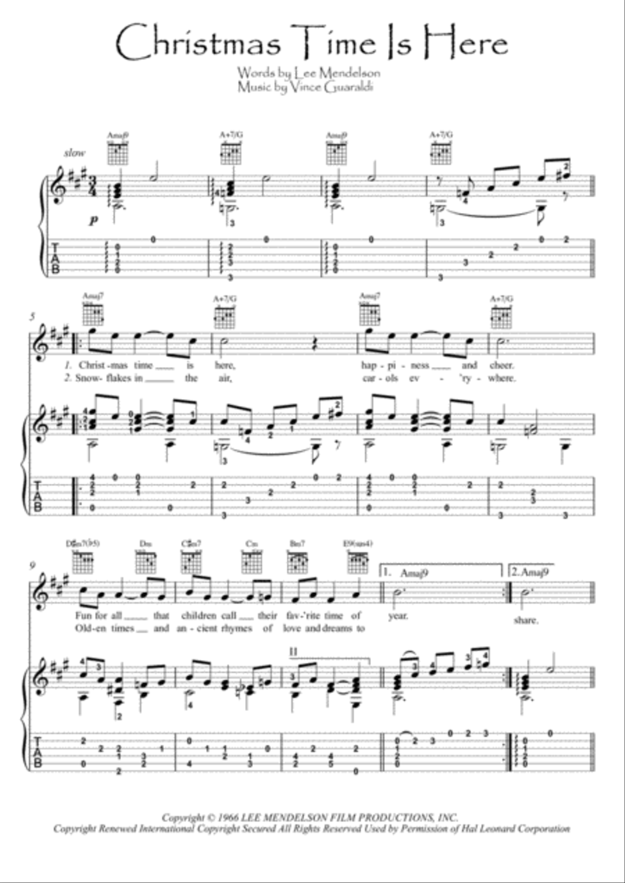 Christmas Time Is Here Electric Guitar scores gallery preview page 1
