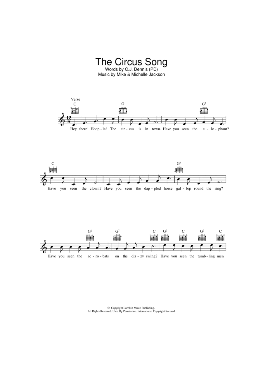 The Circus Song Piano scores gallery preview page 1