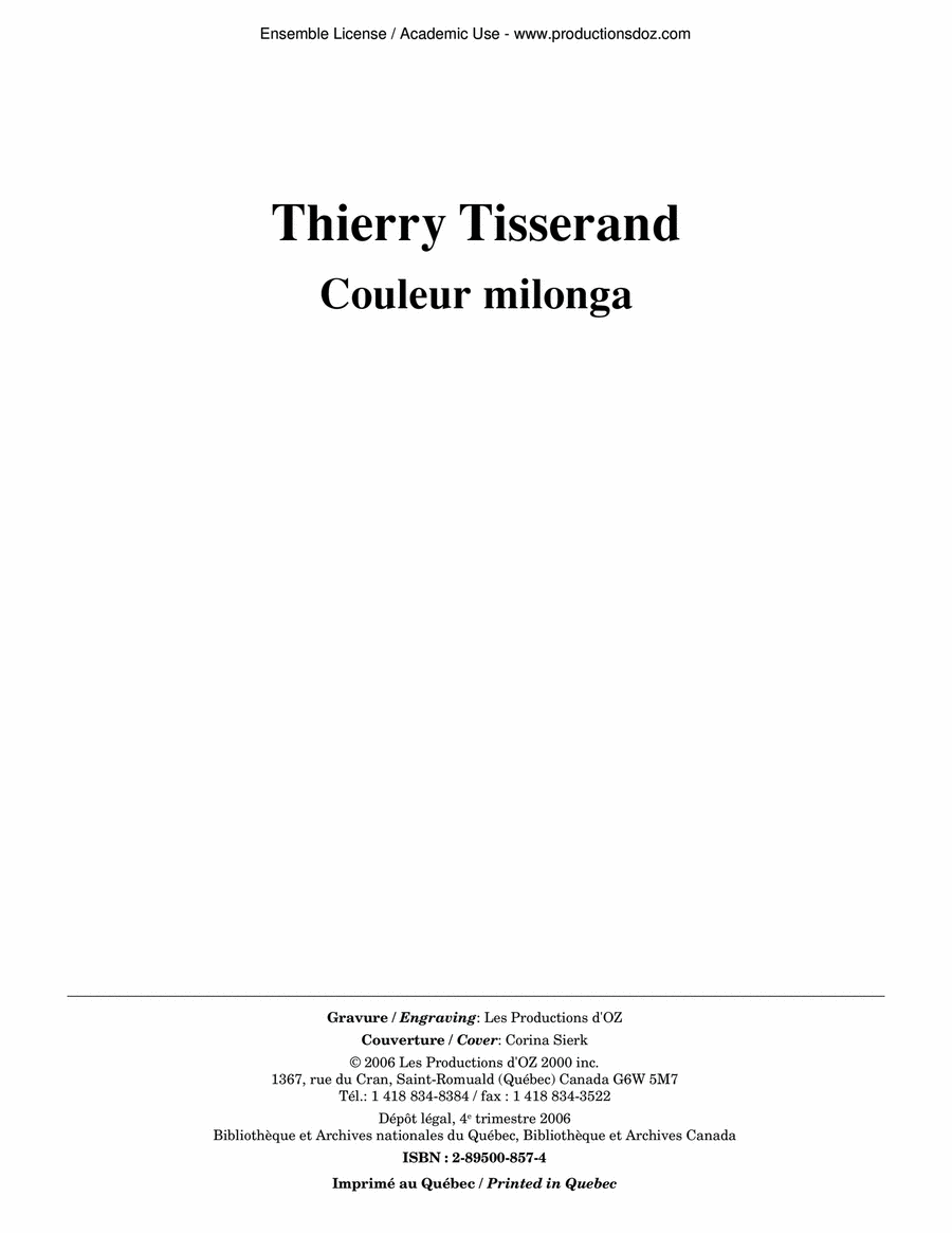 Couleur milonga Guitar Ensemble scores gallery preview page 1