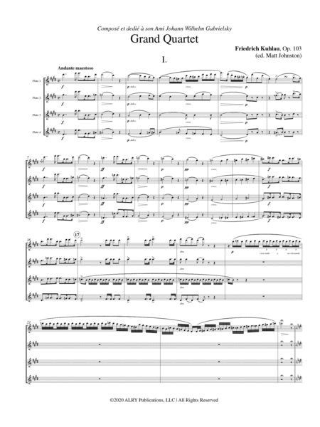 Grand Quartet in E Minor, Op. 103 for Flute Quartet