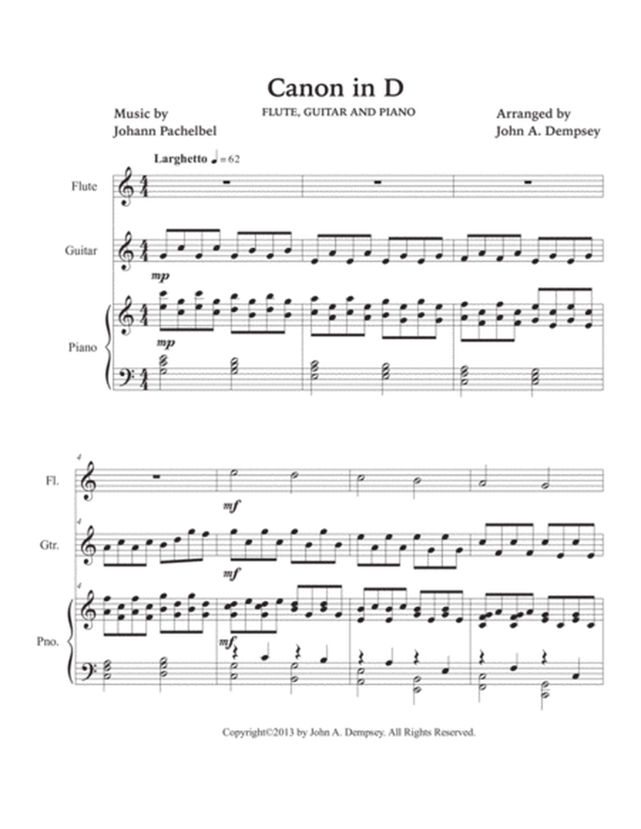 Canon in D (in C major): Trio for Flute, Guitar and Piano image number null
