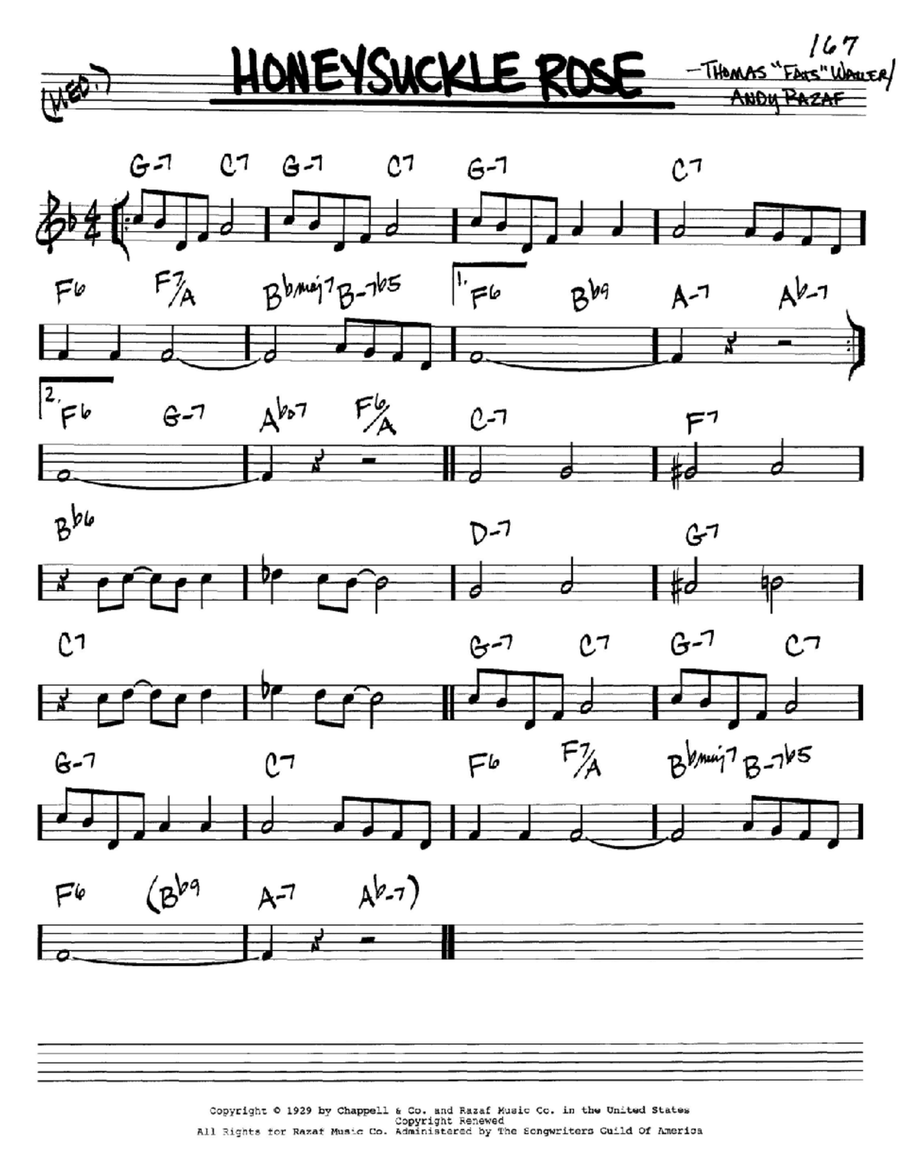 Honeysuckle Rose C Instrument scores gallery preview page 1