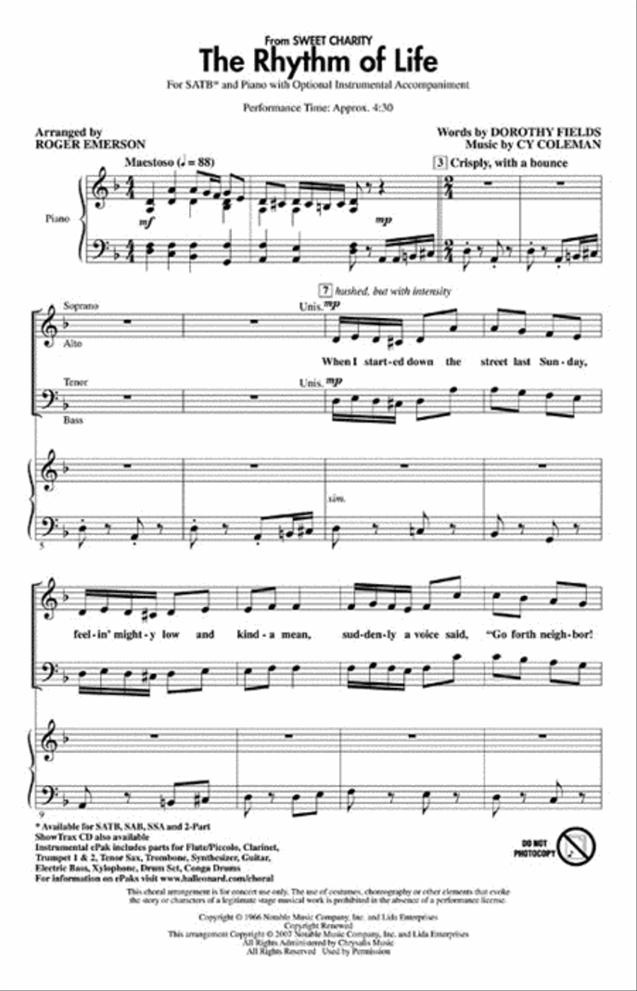 The Rhythm of Life The Rhythm of Life 4-Part scores gallery preview page 2