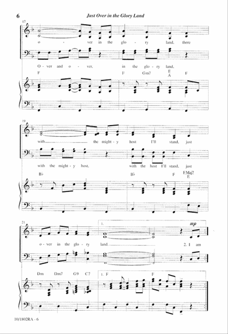 Just Over in the Glory Land 4-Part scores gallery preview page 6