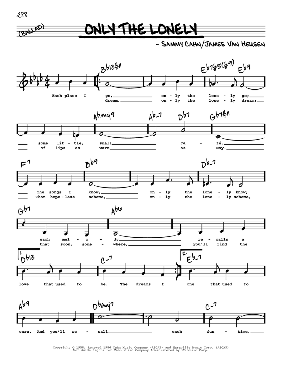 Only The Lonely (Low Voice) Low Voice scores gallery preview page 1