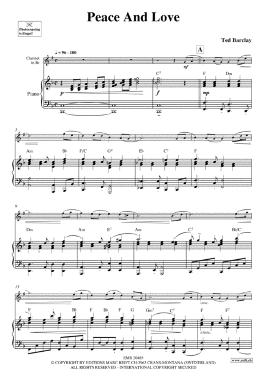 Peace And Love Clarinet Solo scores gallery preview page 3