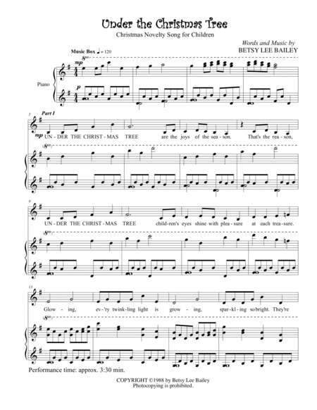 Under the Christmas Tree by Betsy Lee Bailey 2-Part - Digital Sheet Music