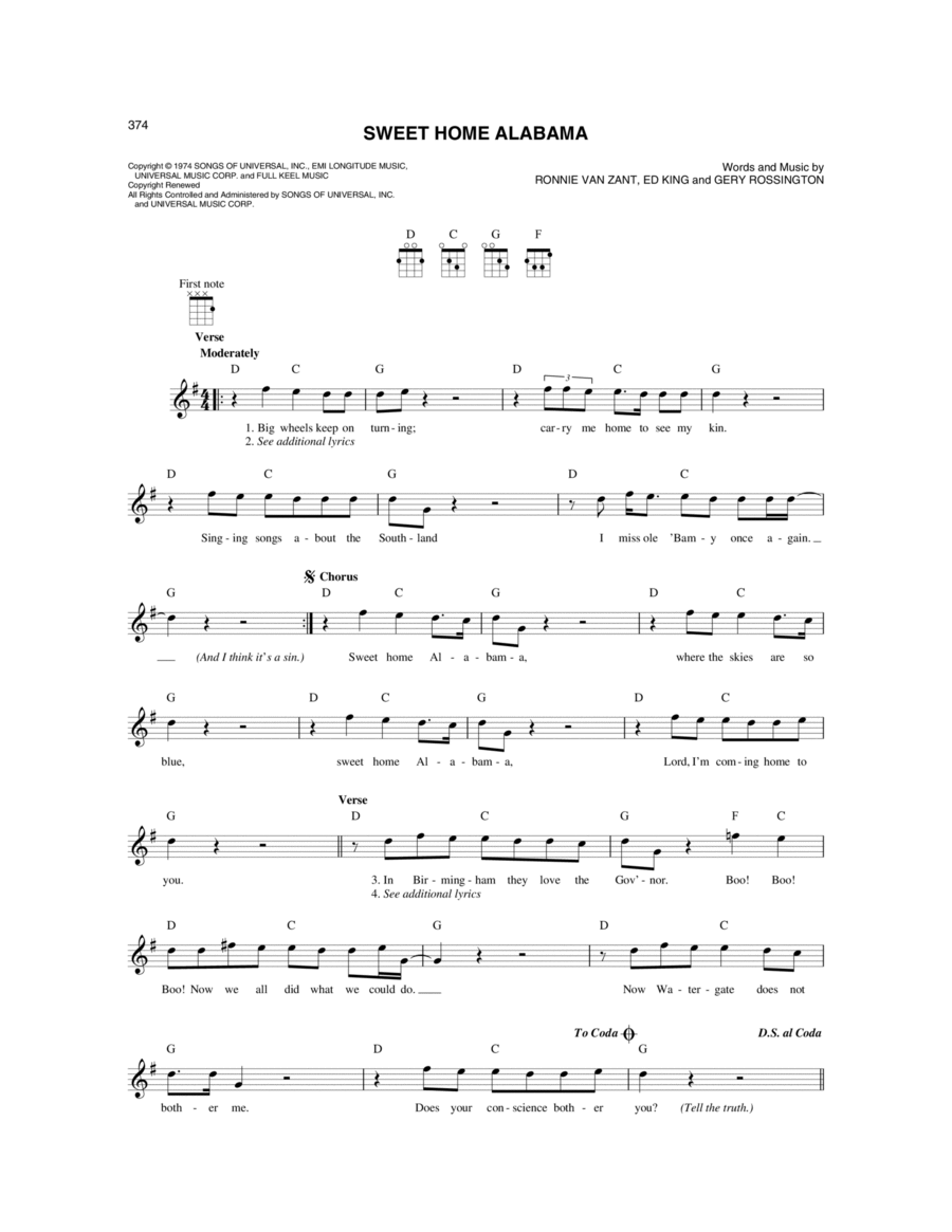Sweet Home Alabama Mandolin scores gallery preview page 1