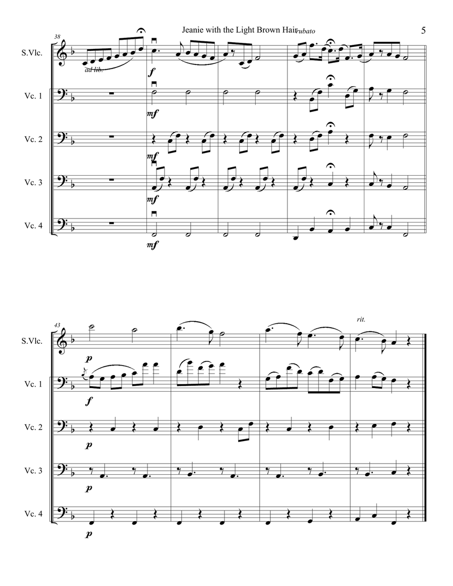 Jeanie with the Light Brown Hair Cello scores gallery preview page 6