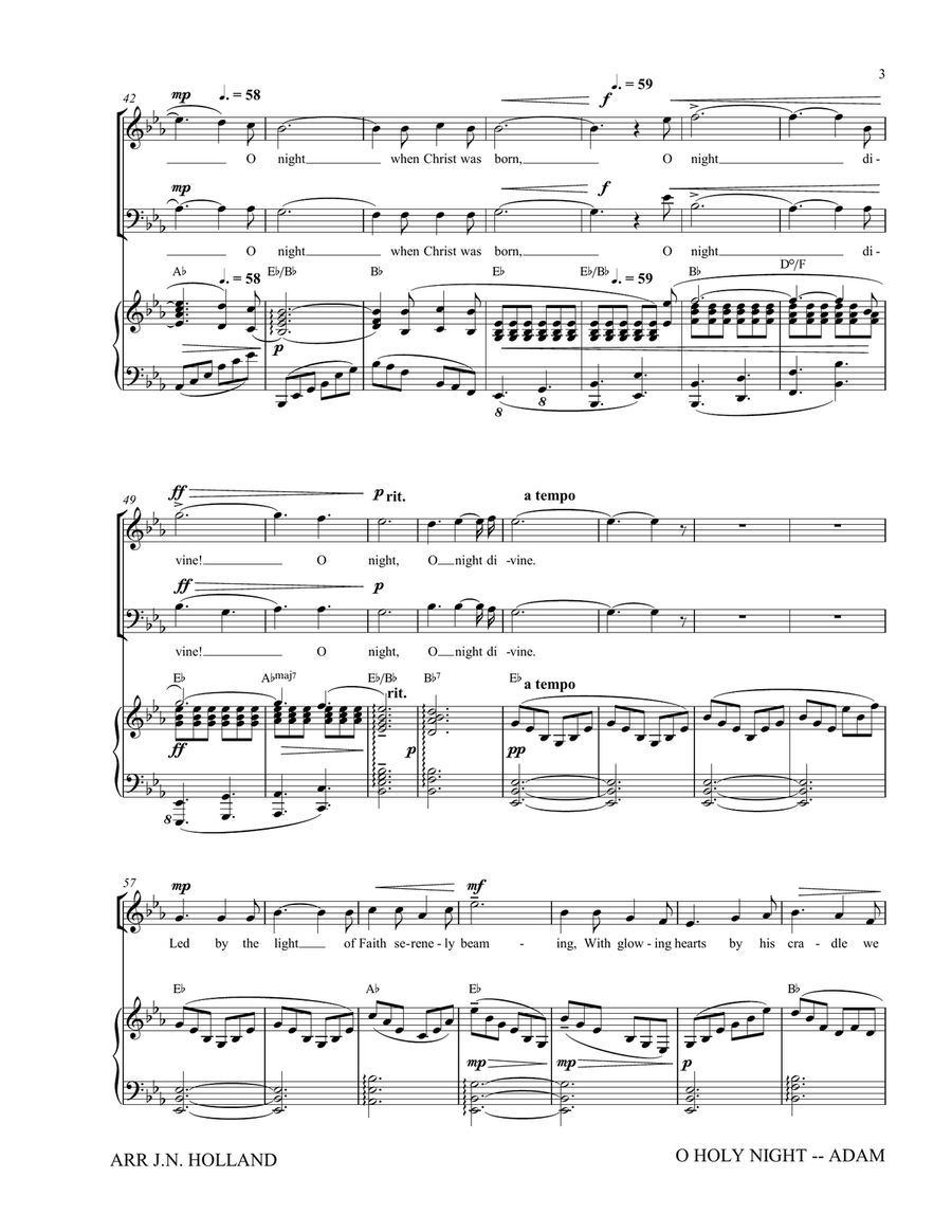 O Holy Night (Cantique de Noel) Adolphe Adam Duet for Baritone and Soprano (Tenor) Vocal Duet scores gallery preview page 5