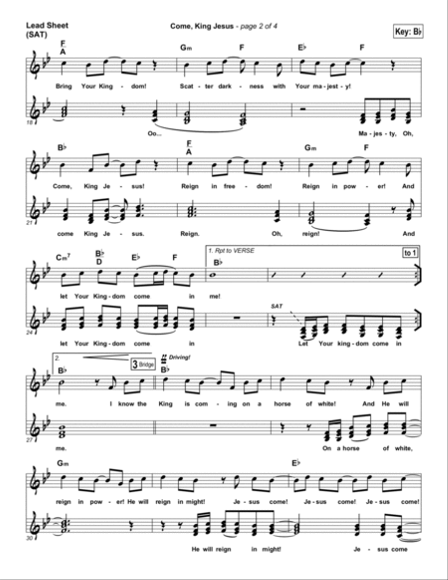 Come King Jesus Come King Jesus Piano scores gallery preview page 2