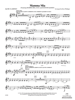 Mamma Mia, Selections from: 2nd B-flat Clarinet
