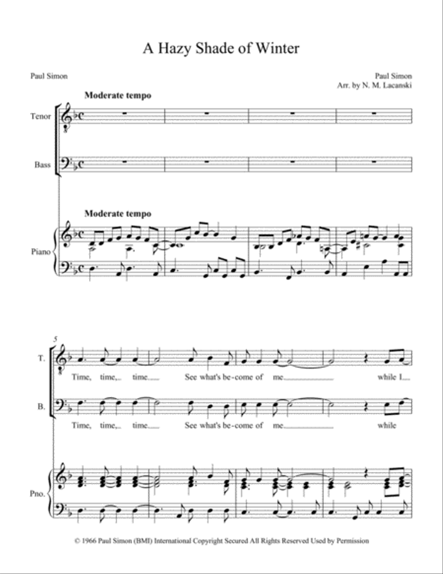 A Hazy Shade Of Winter Voice scores gallery preview page 2