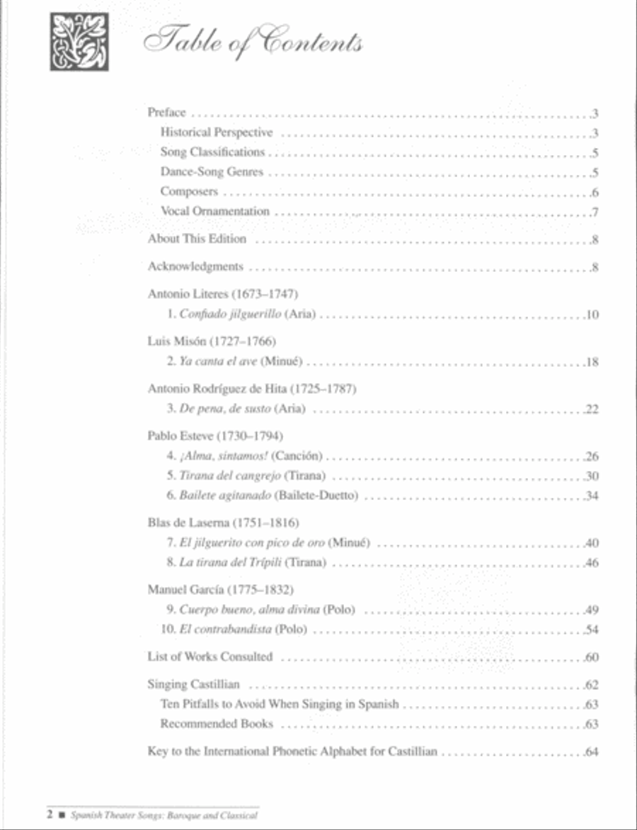 Spanish Theater Songs -- Baroque and Classical Eras Medium-Low Voice scores gallery preview page 5