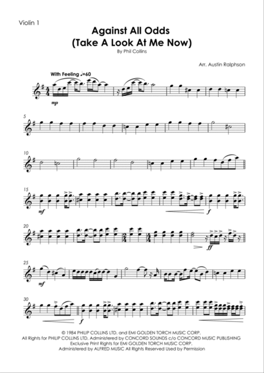 Against All Odds (Take A Look At Me Now) String Quartet scores gallery preview page 3