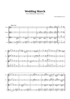 Book cover for Wedding March by Mendelssohn for String Quartet with Chords