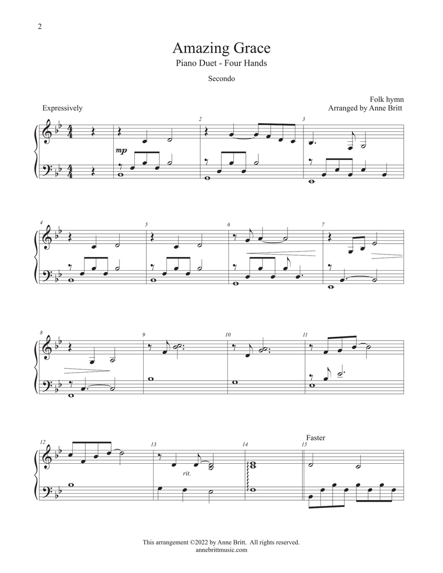 Piano Duets: The Easier Sacred Collection 1 Piano, 4-Hands scores gallery preview page 4