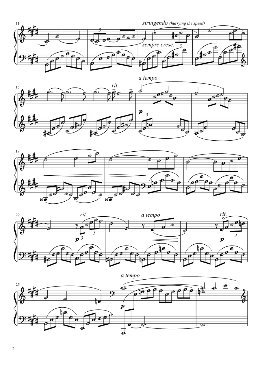 Arabesque no. 1 (Debussy) L. 66 no. 1 in E major - with note names and definition of terms Piano Method scores gallery preview page 2