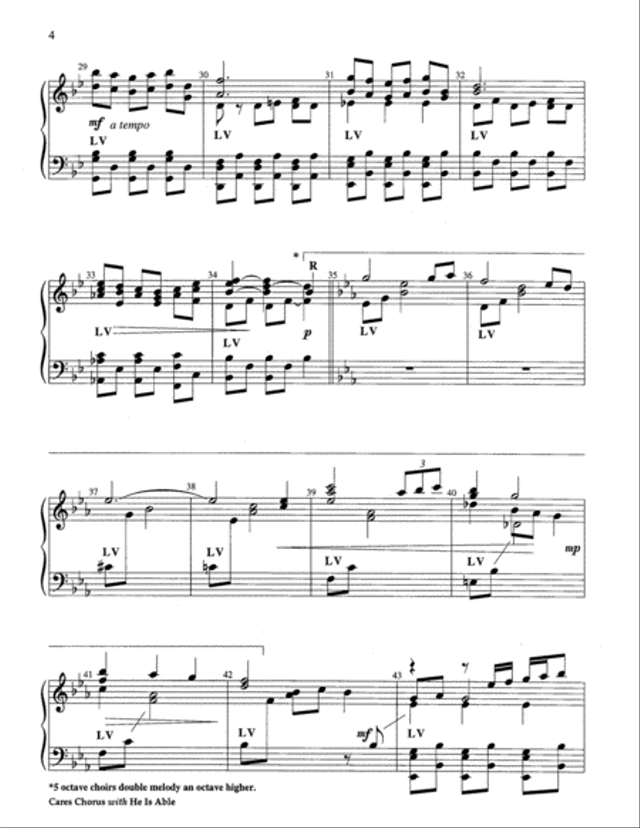 Cares Chorus with He Is Able 5-Octaves scores gallery preview page 10