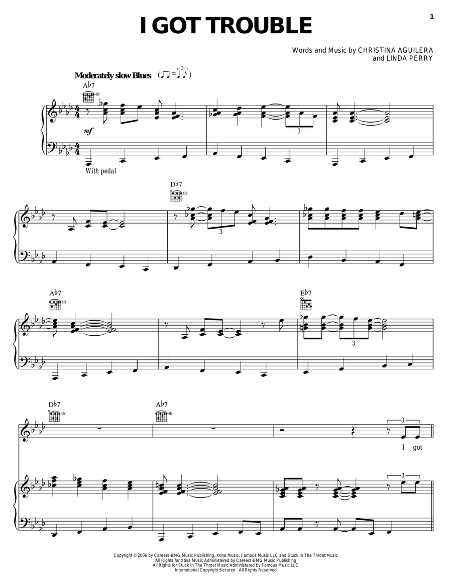 I Got Trouble Piano, Vocal, Guitar scores gallery preview page 1