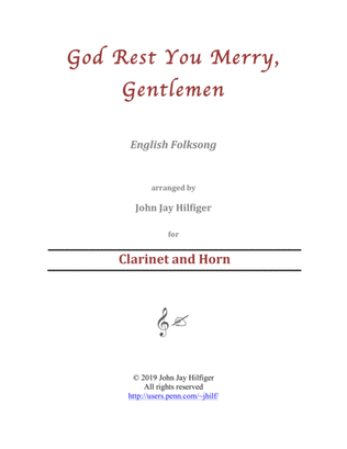 Book cover for God Rest You Merry, Gentlemen for Clarinet and Horn