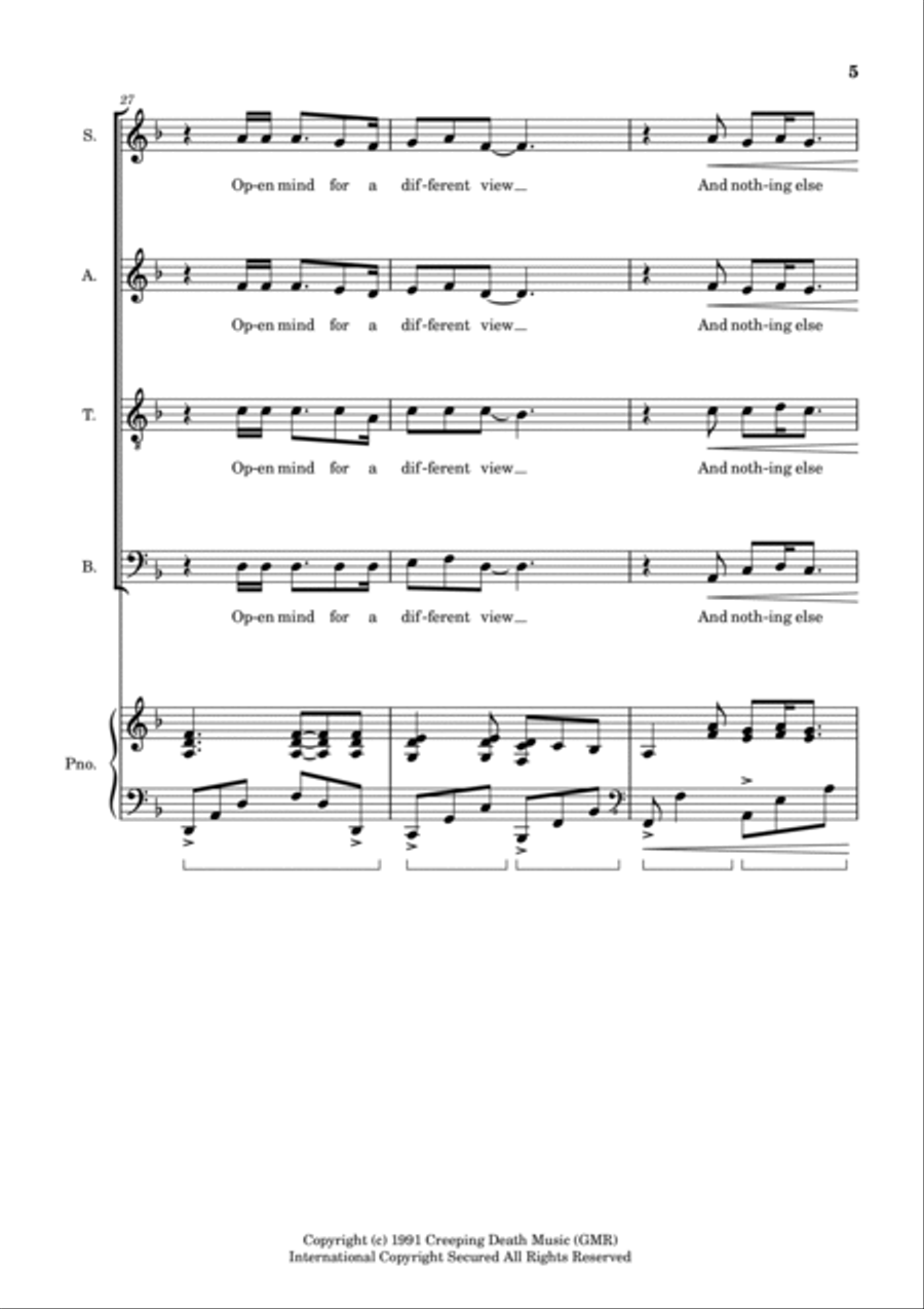Nothing Else Matters 4-Part scores gallery preview page 5