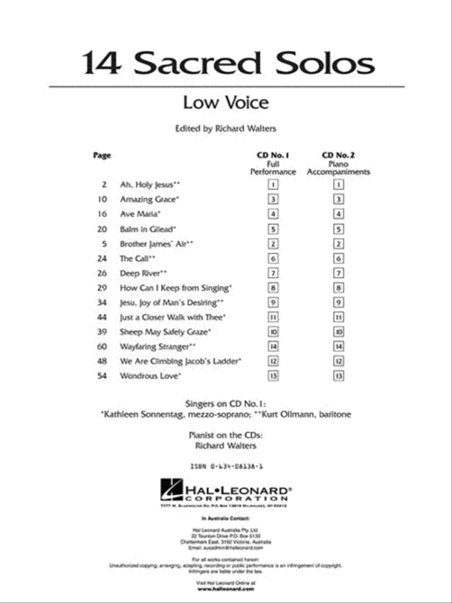 14 Sacred Solos 14 Sacred Solos Low Voice scores gallery preview page 2