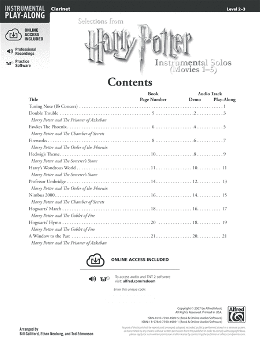 Harry Potter, Instrumental Solos (Movies 1-5) - Clarinet
