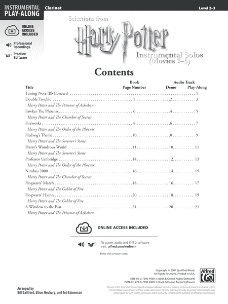 Harry Potter, Instrumental Solos (Movies 1-5) - Clarinet image number null