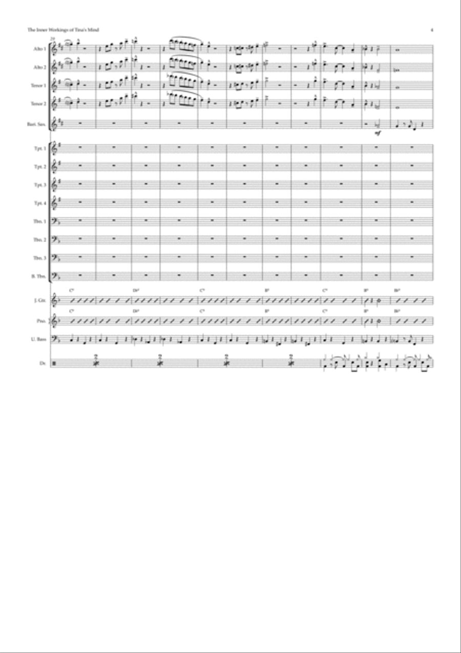 The Inner Workings of Tina's Mind (big band) Jazz Ensemble scores gallery preview page 4