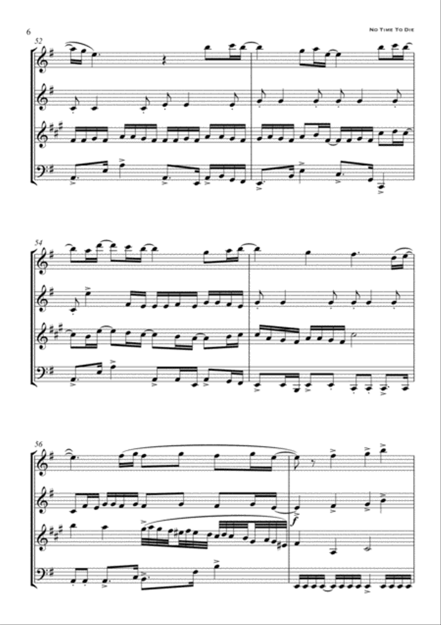 No Time To Die Woodwind Quartet scores gallery preview page 6