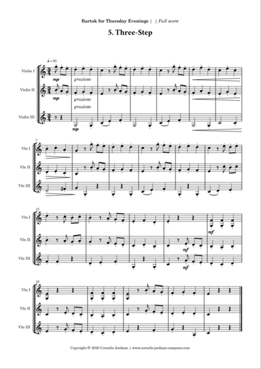 Bartok for Thursday Evenings, easy violin trios String Trio scores gallery preview page 6
