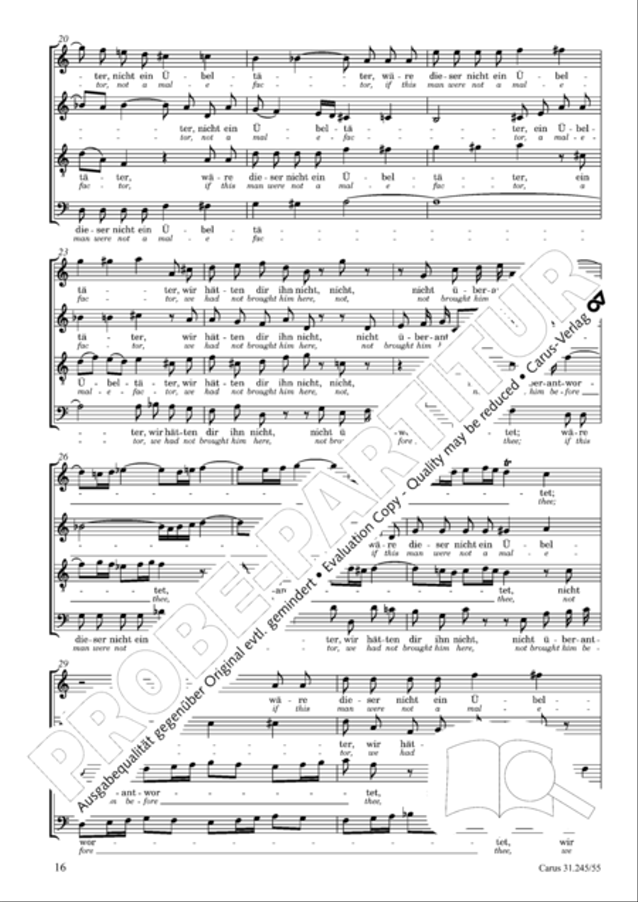 St. John Passion (Johannes-Passion) 4-Part scores gallery preview page 17