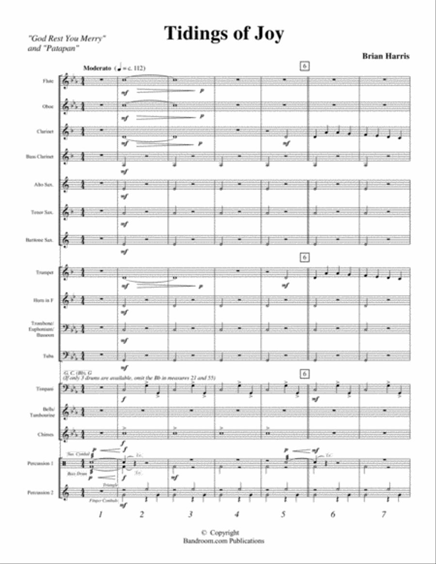 TIDINGS OF JOY (young concert band - Easy - score, parts, & license to copy) image number null