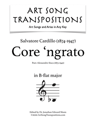 Book cover for CARDILLO: Core 'ngrato (transposed to B-flat major)
