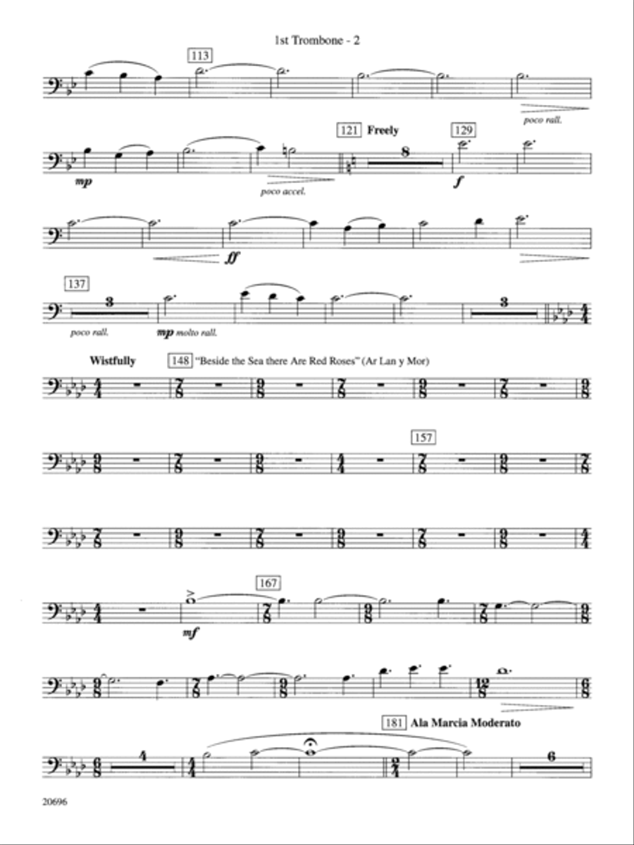 Welsh Ayres & Dances: 1st Trombone Concert Band scores gallery preview page 2