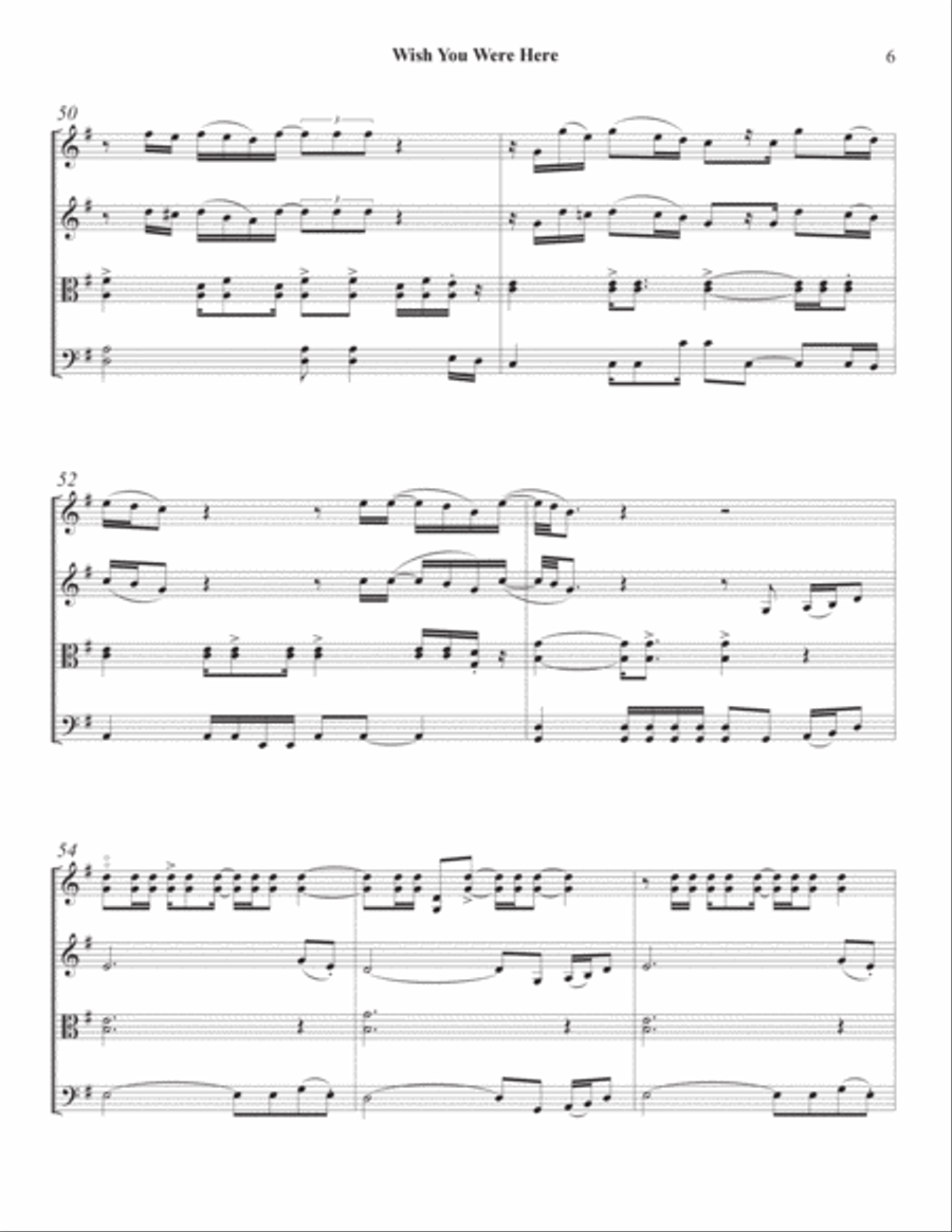 Wish You Were Here String Quartet scores gallery preview page 6