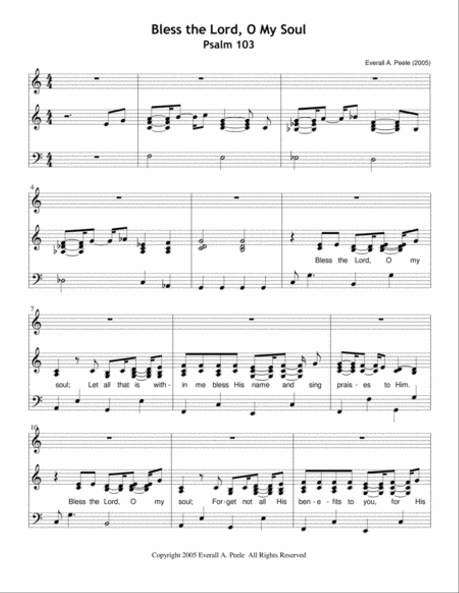 Bless the Lord, O My Soul Voice scores gallery preview page 1