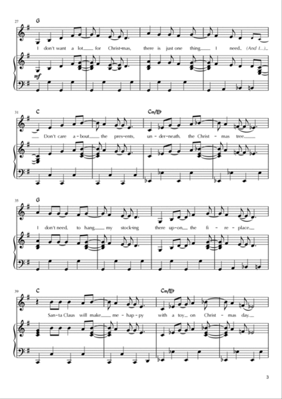 All I Want For Christmas Is You Piano, Vocal, Guitar scores gallery preview page 3